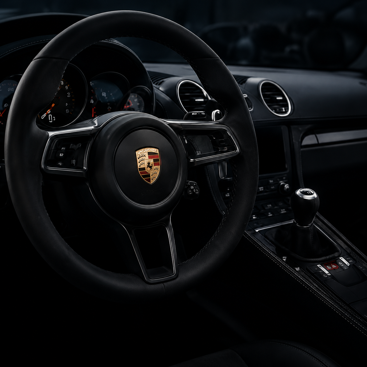 Porsche 718 Spyder - volante e cambio manuale