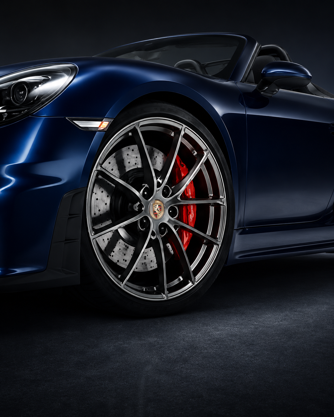 Dettaglio cerchio e pinza freno Porsche 718 Spyder