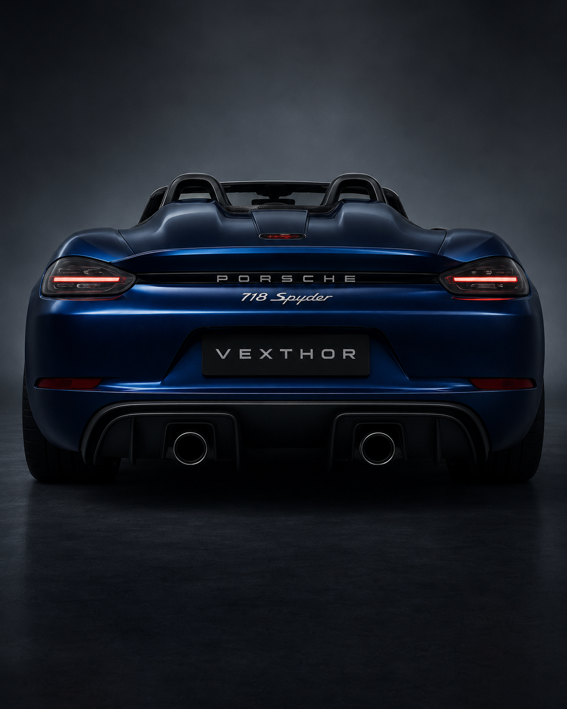 Vista posteriore Porsche 718 Spyder